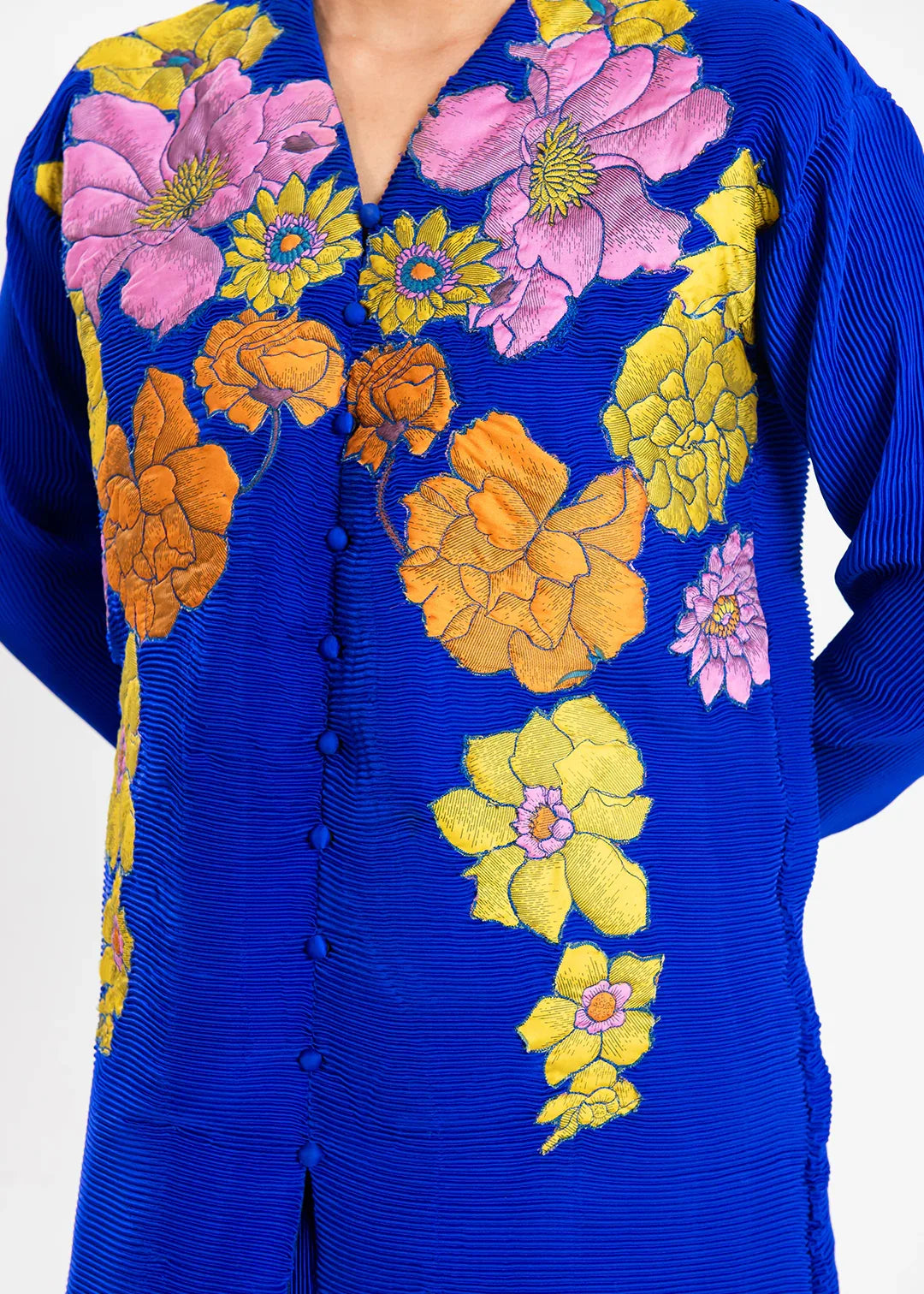 Maria Osama Khan | Claire Pleated Silk | Azure - Rang-e-Khaas
