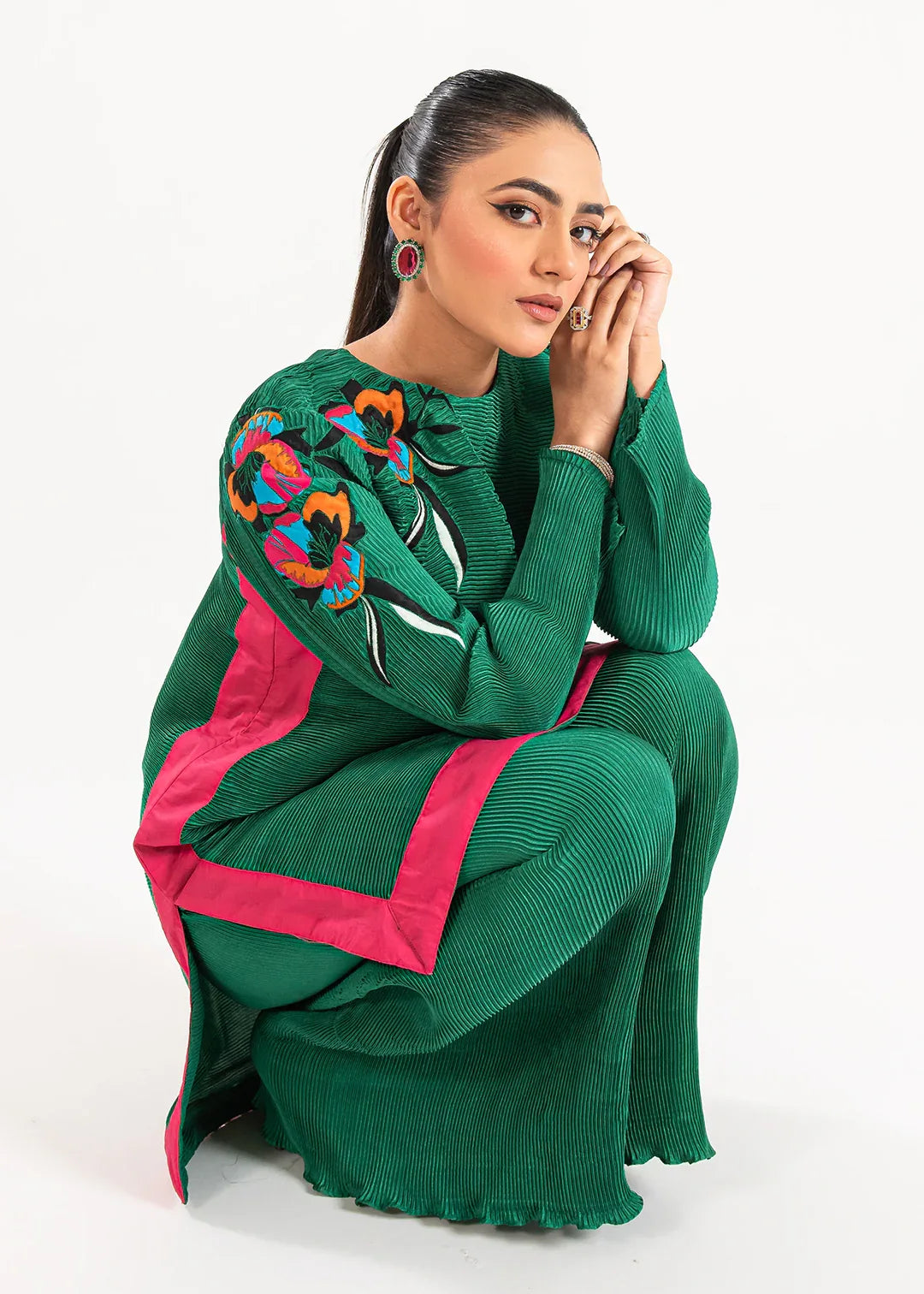 Maria Osama Khan | Claire Pleated Silk | Ivy - Rang-e-Khaas