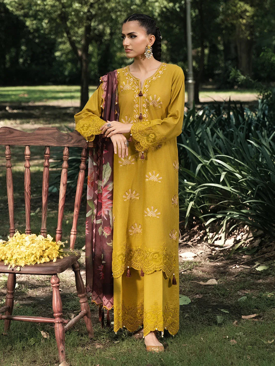 Hemstitch | The Garden Lawn | Matcha - Rang-e-Khaas