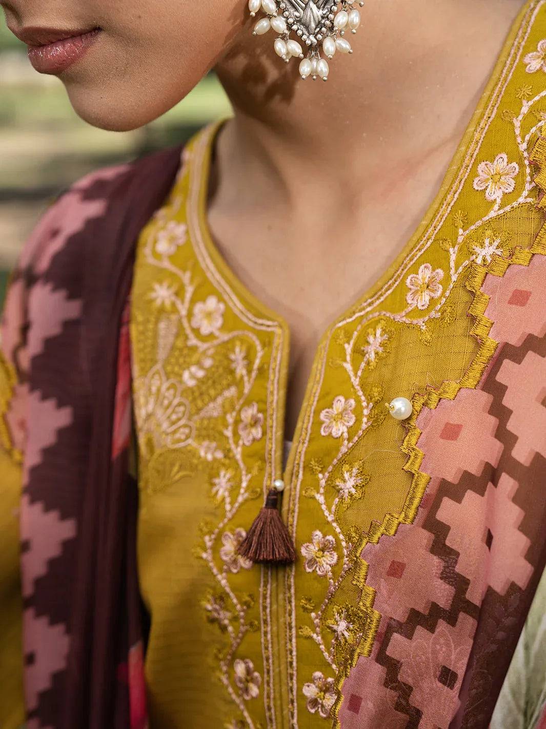 Hemstitch | The Garden Lawn | Matcha - Rang-e-Khaas