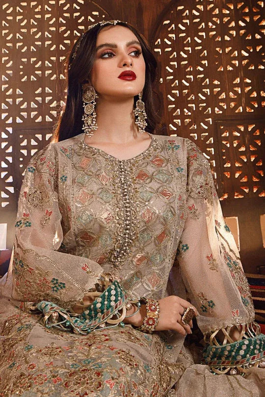NEW MARIA B - Off White with Sea Green (BD-2507) - Rang-e-Khaas