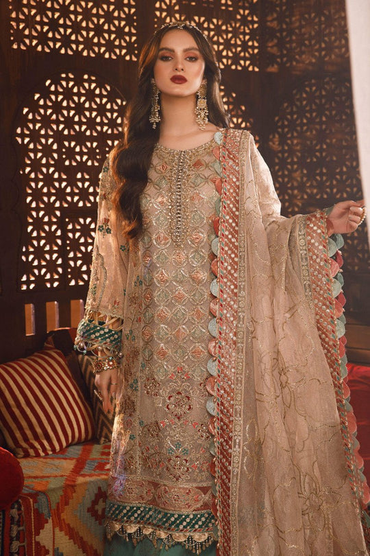 NEW MARIA B - Off White with Sea Green (BD-2507) - Rang-e-Khaas