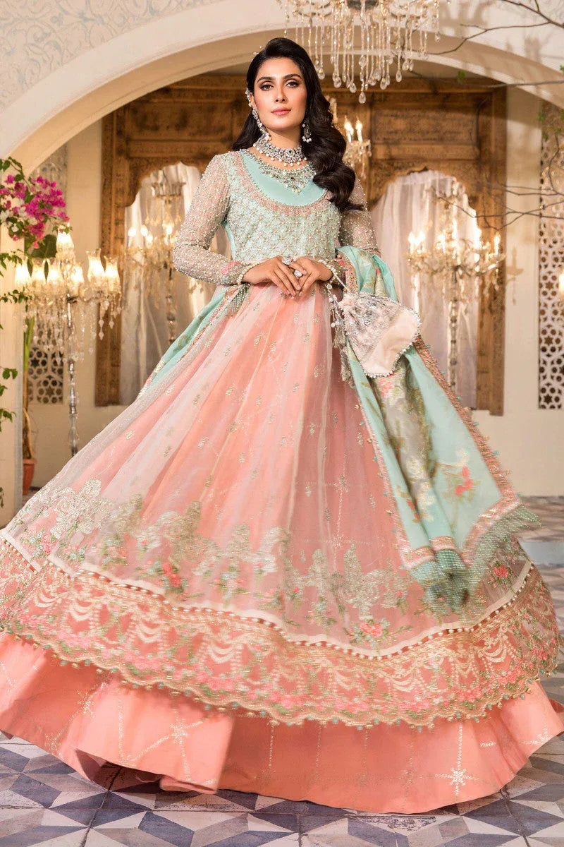 NEW MARIA B - Pearl White, Peach and Aqua (BD-2408) - Rang-e-Khaas