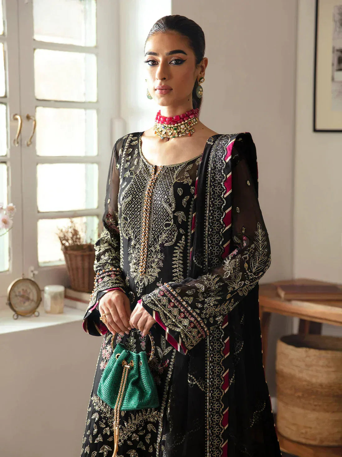 Gulaal | Embroidered Chiffon 23 | NOIR GL-EC-23V1-06 - Rang-e-Khaas