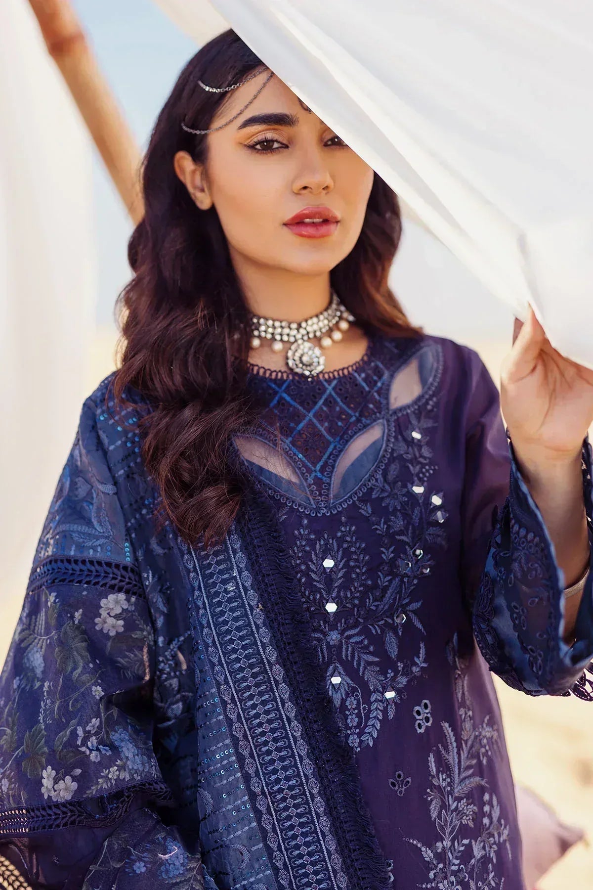 Nureh | Sehra Swiss Voil Lawn | NILE BLUE - NE-77 - Rang-e-Khaas