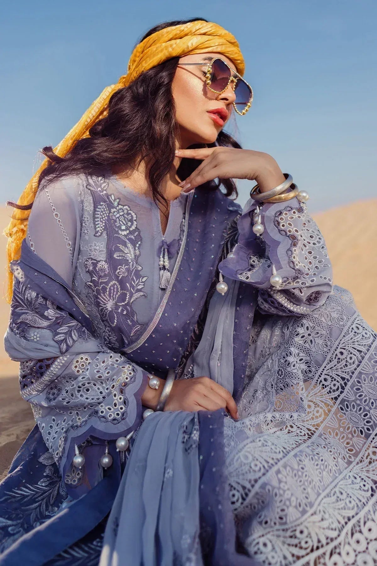 Nureh | Sehra Swiss Voil Lawn | CAMEO - NE-80 - Rang-e-Khaas
