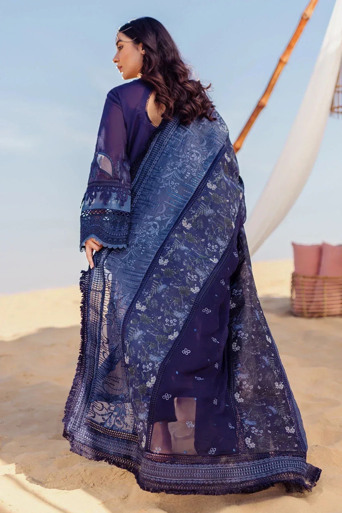 Nureh | Sehra Swiss Voil Lawn | NILE BLUE - NE-77 - Rang-e-Khaas