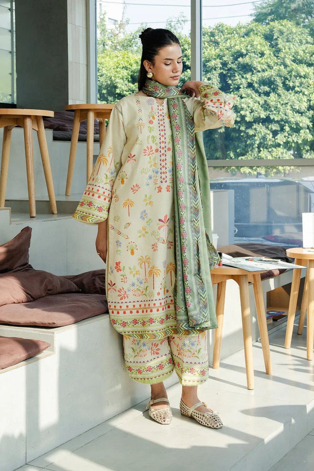 Maryum N Maria | Latte Layers Pret | MUTED MACCHIATO - MWS5828 - Rang-e-Khaas