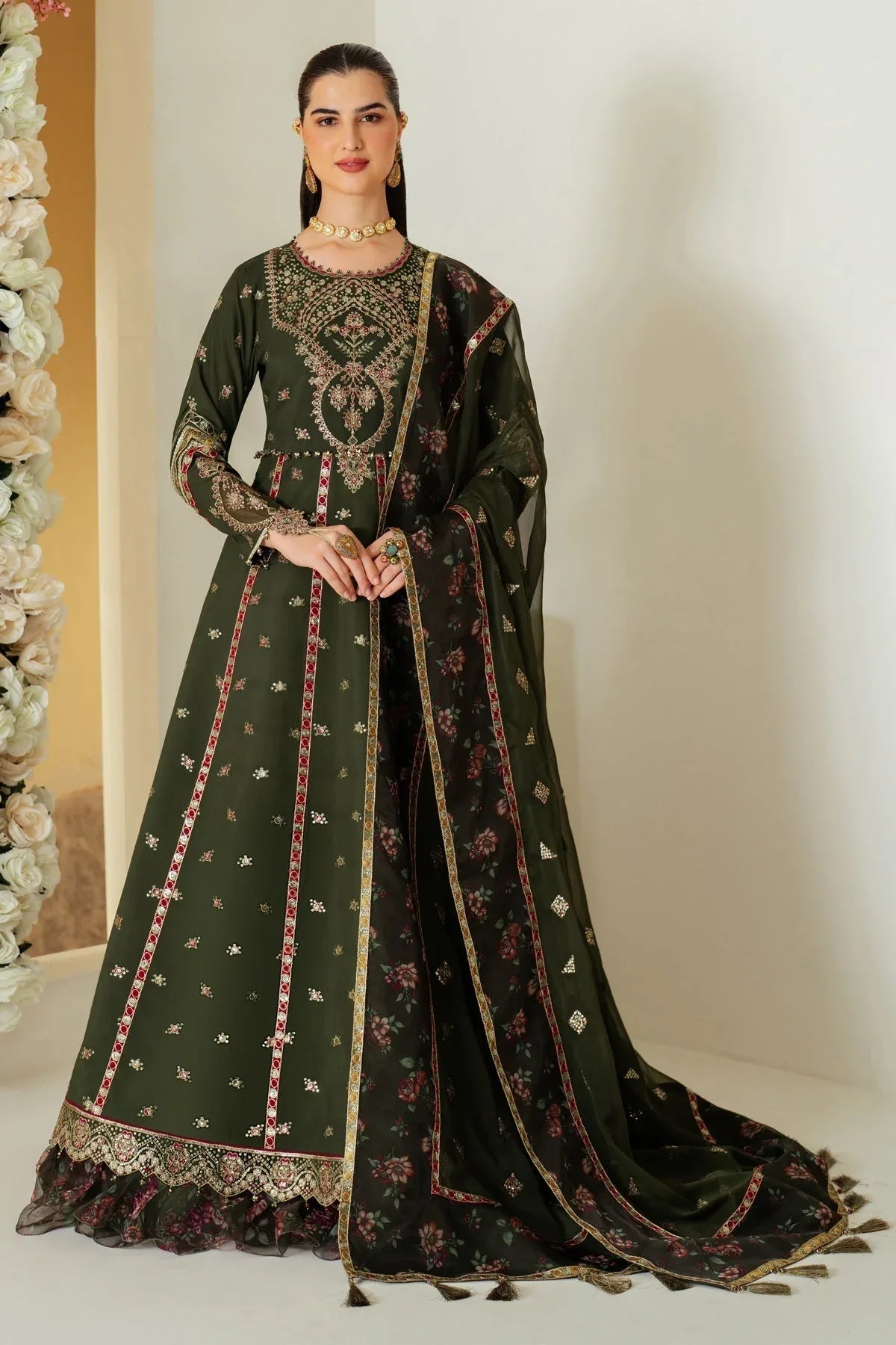 Alizeh | Luxury Raw Silk | AF-RS-03-PINE - Rang-e-Khaas
