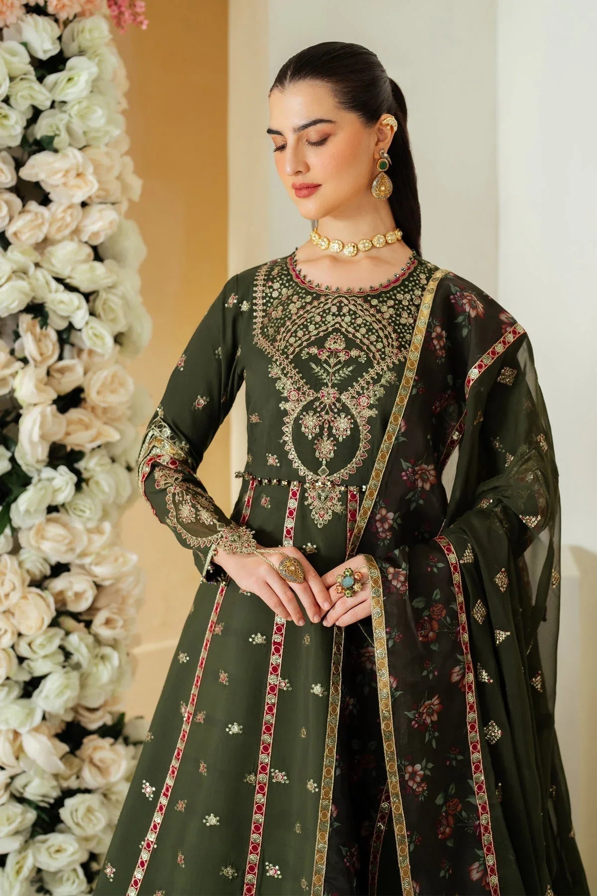 Alizeh | Luxury Raw Silk | AF-RS-03-PINE - Rang-e-Khaas