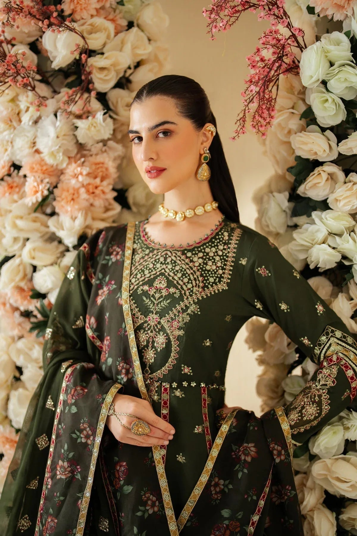 Alizeh | Luxury Raw Silk | AF-RS-03-PINE - Rang-e-Khaas