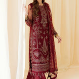 Alizeh | Formals Collection | Embroidered Net Maroon - V14D08 - Raya