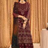 ALIZEH-Roheen - V16D01 Embroidered Chiffon Maroon