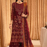 ALIZEH-Roheen - V16D01 Embroidered Chiffon Maroon