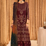 ALIZEH-Roheen - V16D01 Embroidered Chiffon Maroon