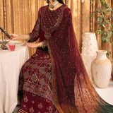 ALIZEH-Roheen - V16D01 Embroidered Chiffon Maroon