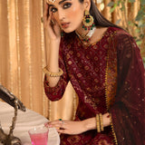 ALIZEH-Roheen - V16D01 Embroidered Chiffon Maroon