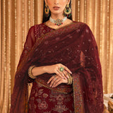 ALIZEH-Roheen - V16D01 Embroidered Chiffon Maroon