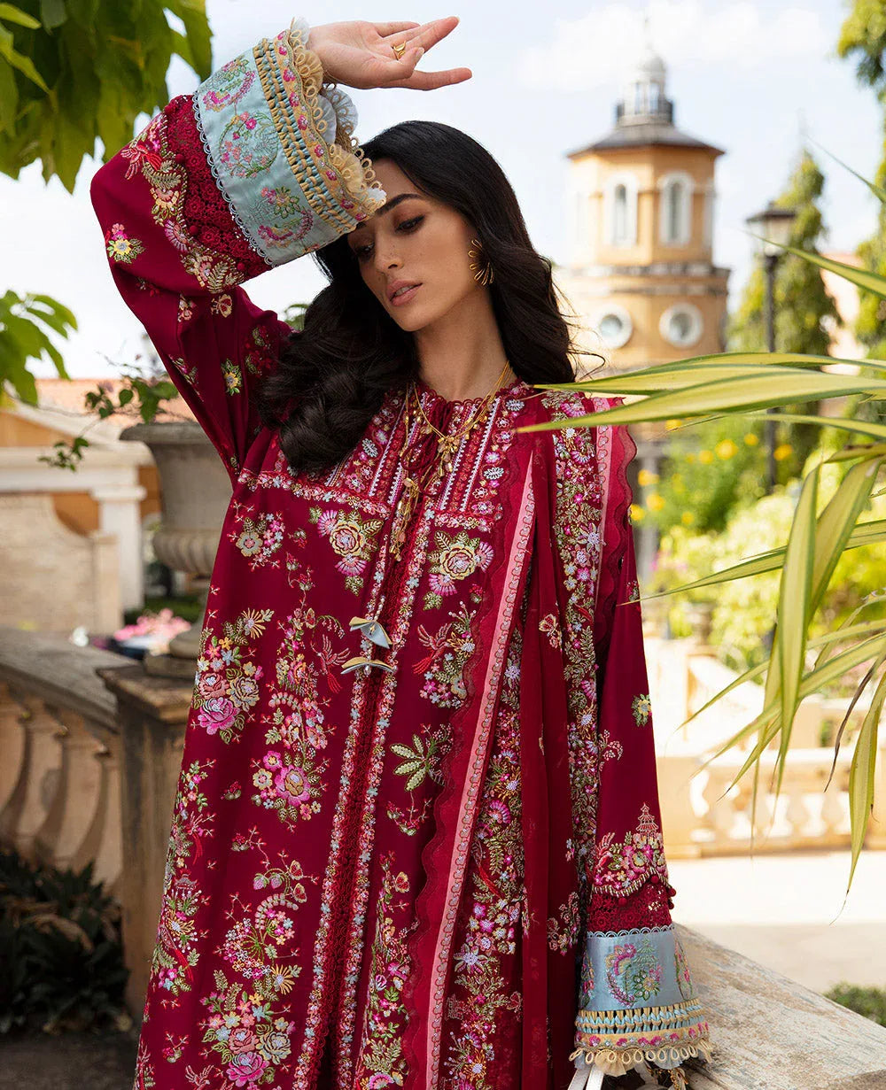 Republic Womenswear | Ilana Eid Luxury Lawn | Rouge - Rang-e-Khaas