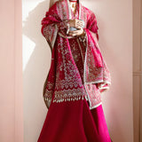 Ayzel Luminara Embroidered Organza 3Pc Suit AWF-03 RUBY