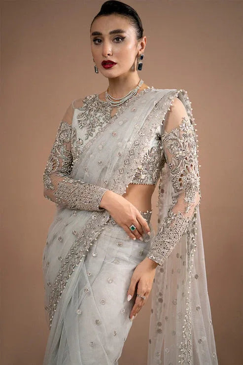 Imrozia Premium | Lumiere Luxury Sarees | 07 Misty Grey - Rang-e-Khaas