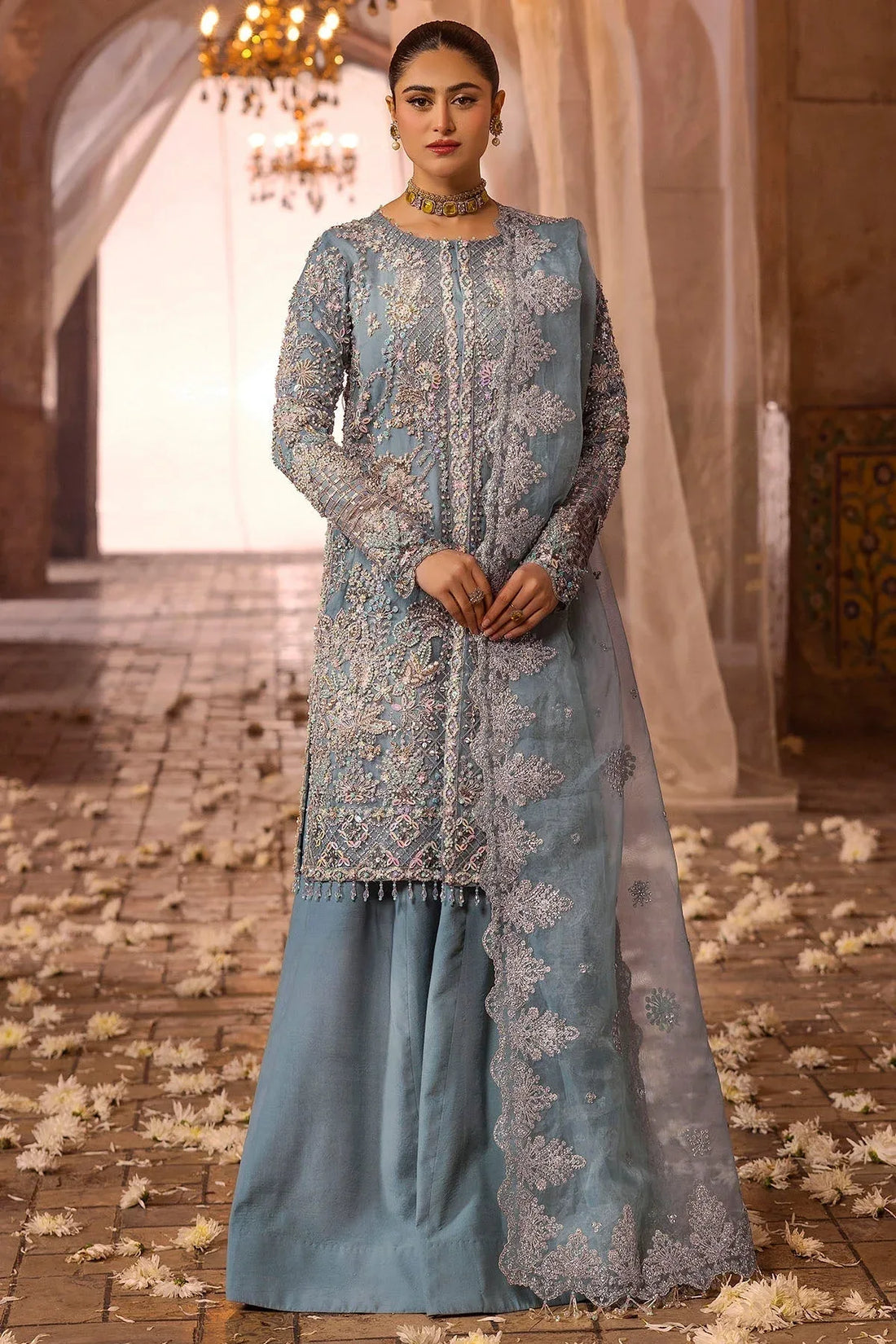 Motifz | Bridal Couture | 0014-FIROZEH EMBROIDERED ORGANZA STITCHED - Rang-e-Khaas