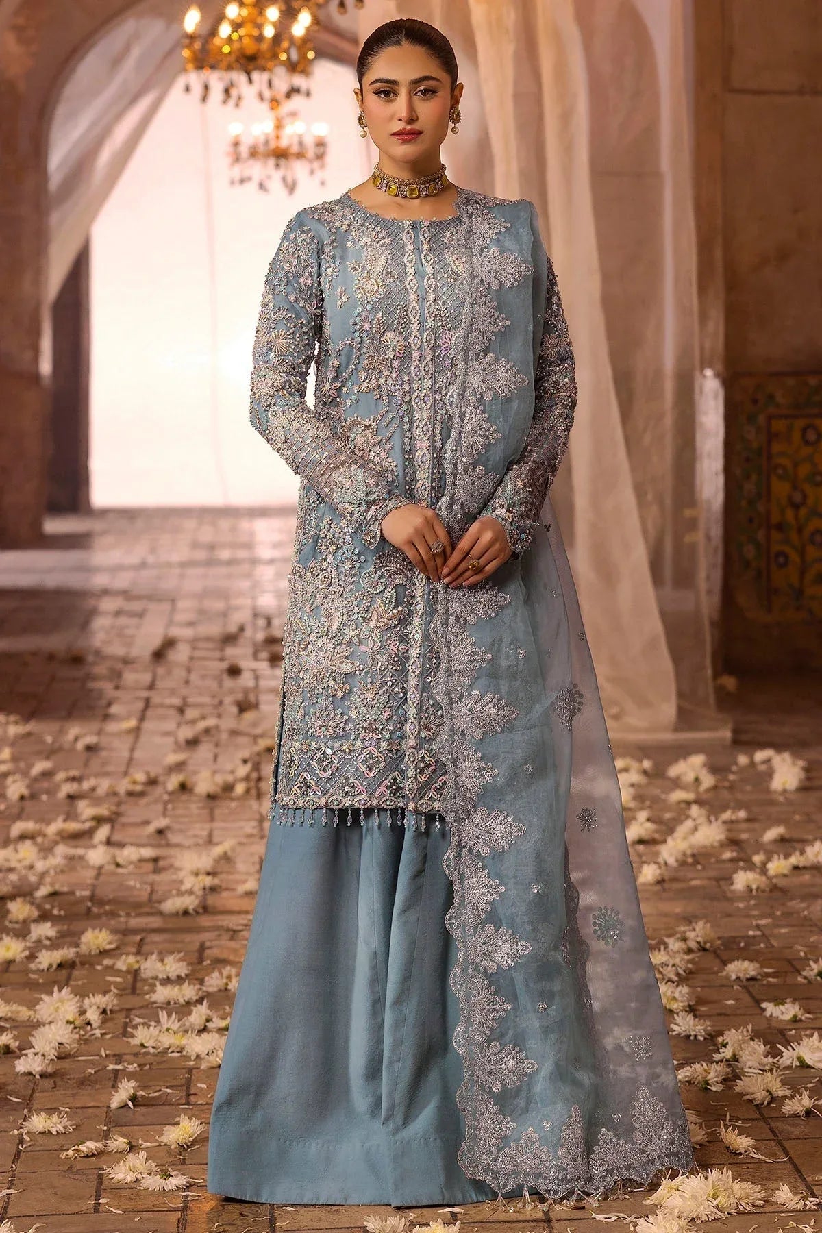 Motifz | Bridal Couture | 0014-FIROZEH EMBROIDERED ORGANZA STITCHED - Rang-e-Khaas