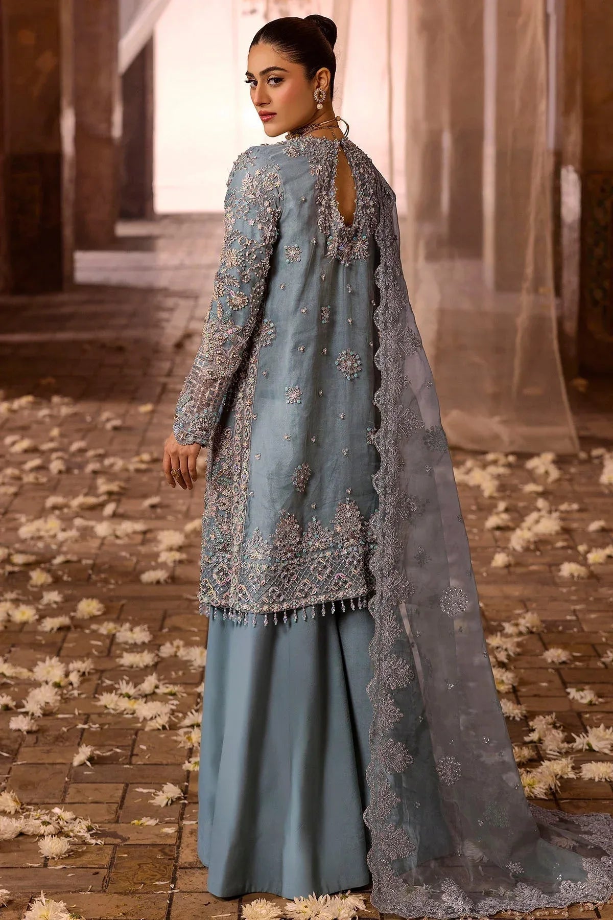 Motifz | Bridal Couture | 0014-FIROZEH EMBROIDERED ORGANZA STITCHED - Rang-e-Khaas