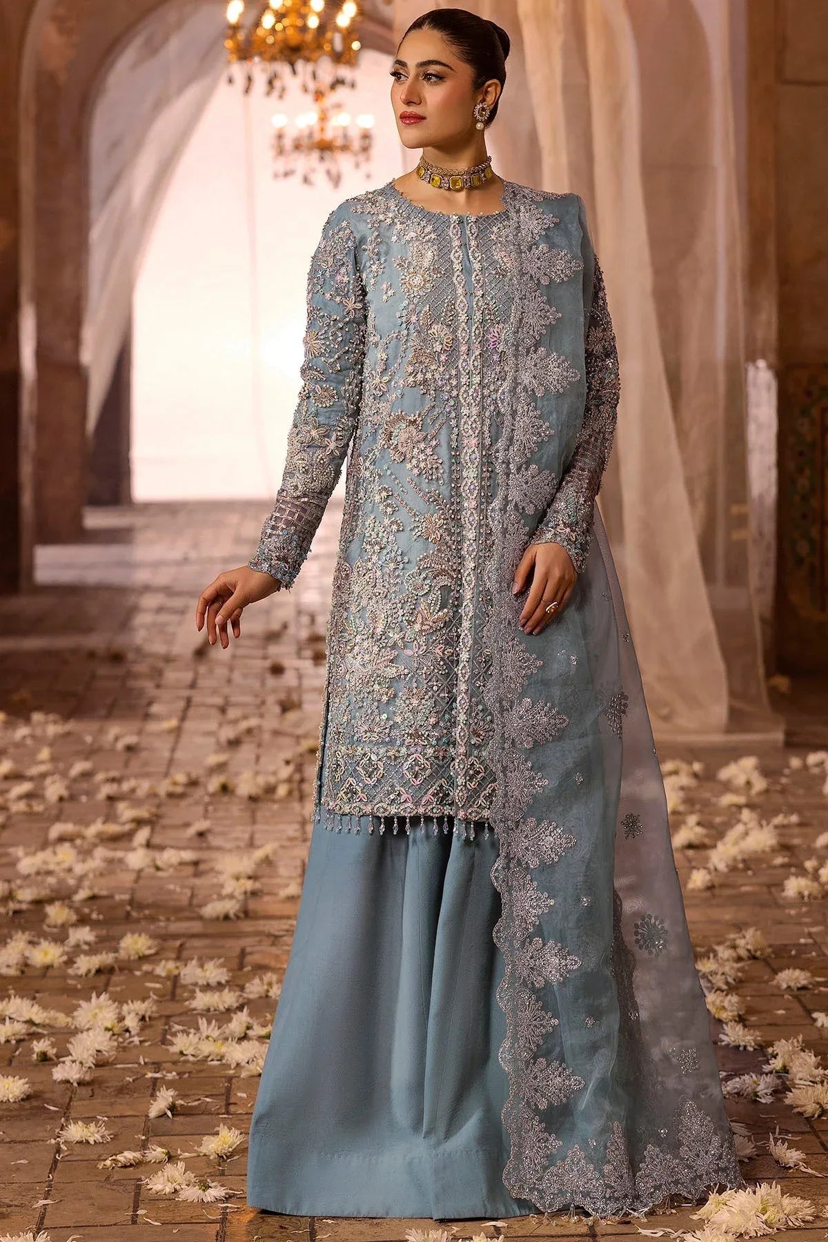 Motifz | Bridal Couture | 0014-FIROZEH EMBROIDERED ORGANZA STITCHED - Rang-e-Khaas