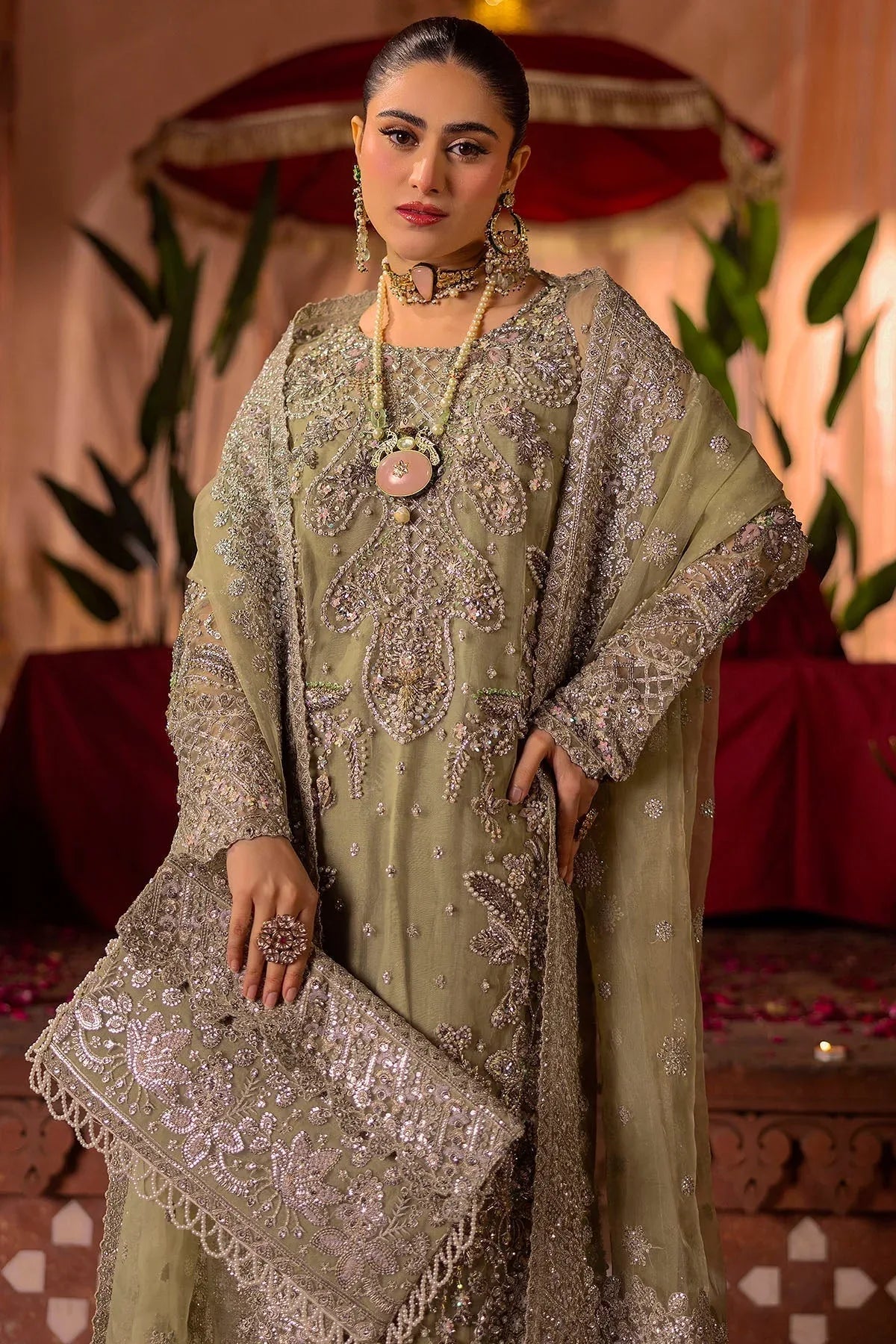 Motifz | Bridal Couture | 0016-MEERAZ EMBROIDERED ORGANZA STITCHED - Rang-e-Khaas