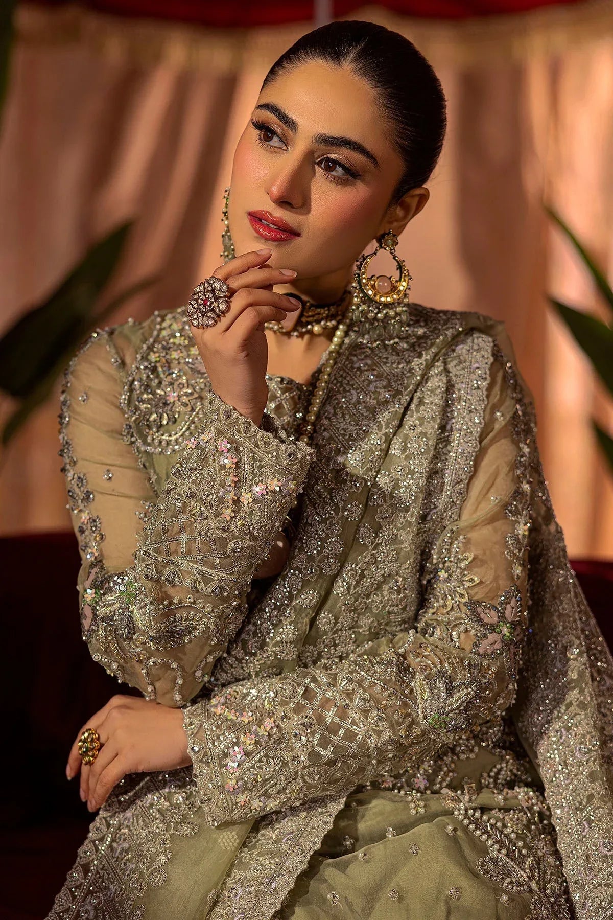 Motifz | Bridal Couture | 0016-MEERAZ EMBROIDERED ORGANZA STITCHED - Rang-e-Khaas