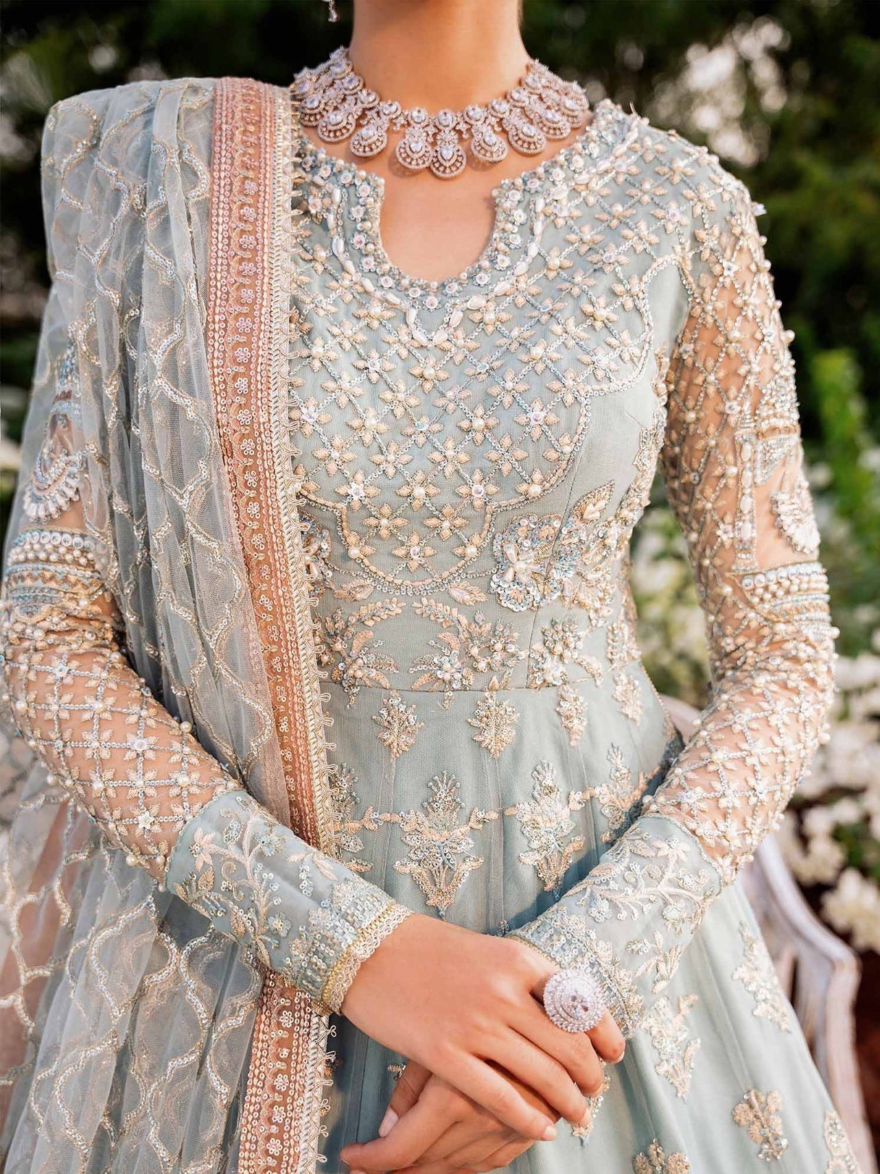 Akbar Aslam Mastani Embroidered Net Suit - JABEEN