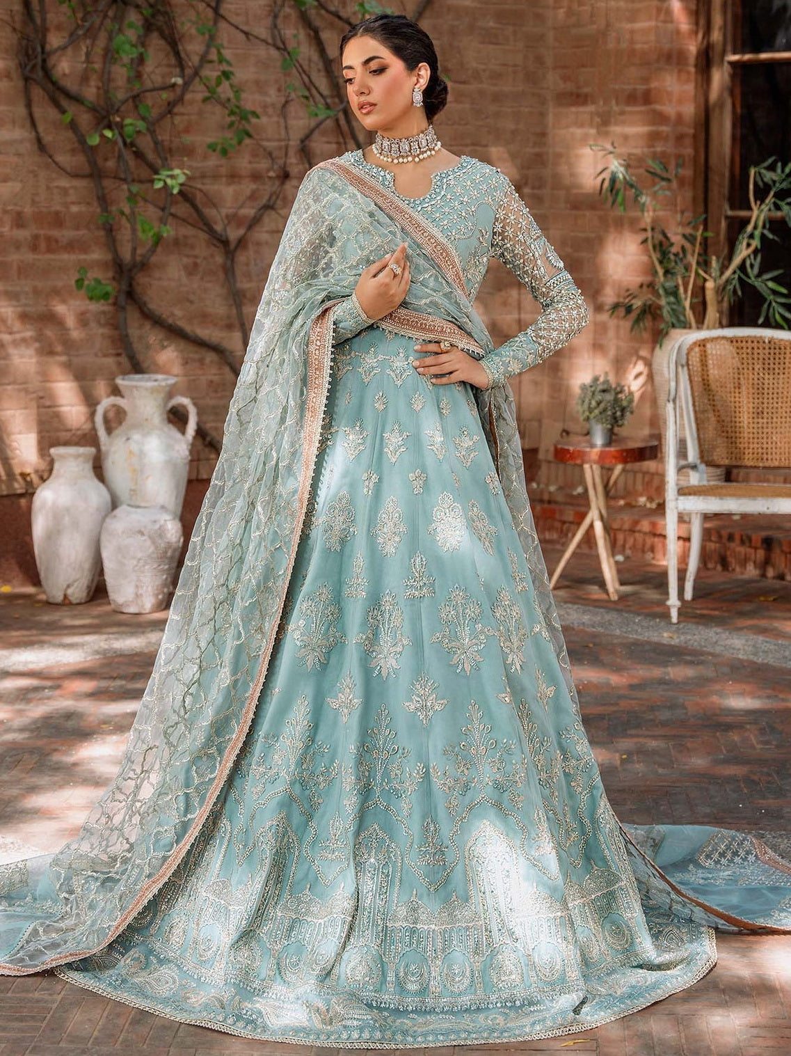Akbar Aslam Mastani Embroidered Net Suit - JABEEN
