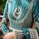 Akbar Aslam Mastani Embroidered Raw Silk 3Pc Suit - JAHANARA