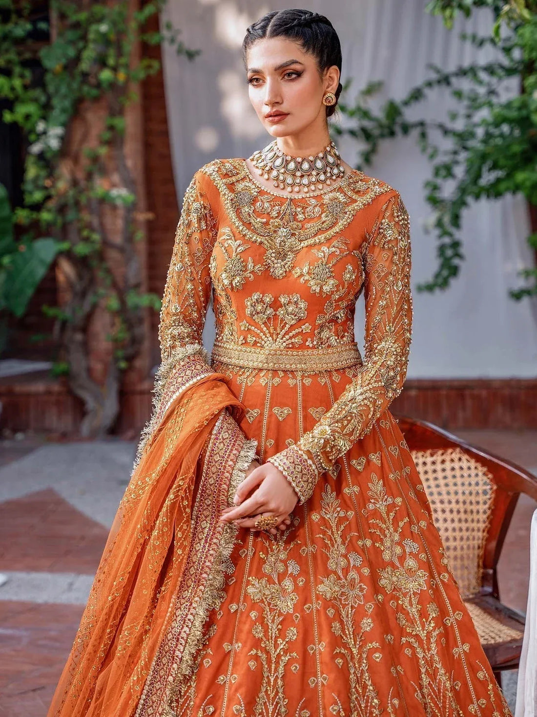 Akbar Aslam Mastani Embroidered Net 3Pc Suit - MAHJABEEN - Rang-e-Khaas