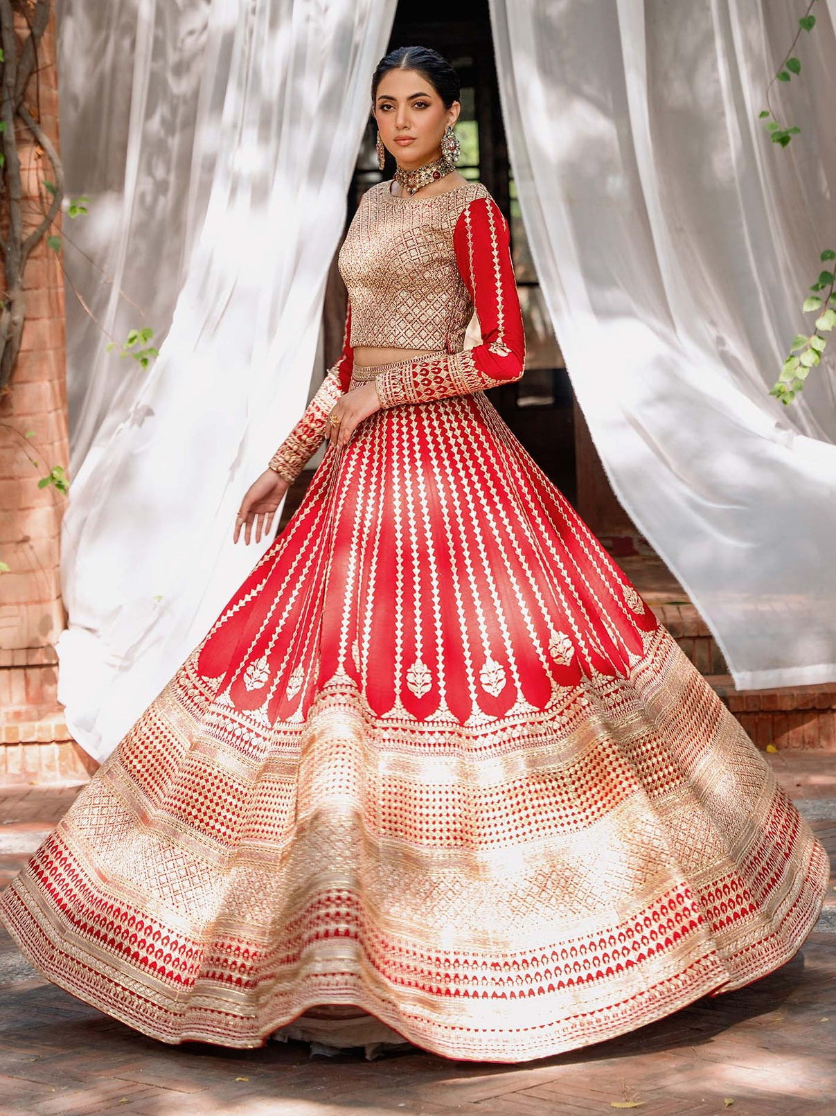 Akbar Aslam Mastani Embroidered Raw Silk 3Pc Suit - NAWAZISH