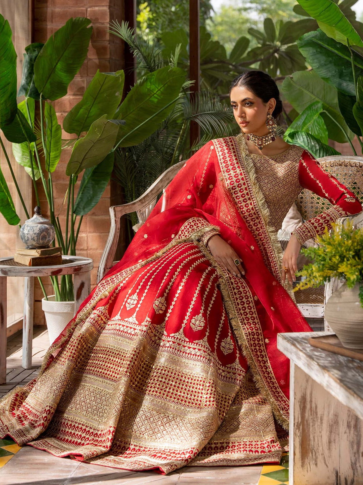 Akbar Aslam Mastani Embroidered Raw Silk 3Pc Suit - NAWAZISH