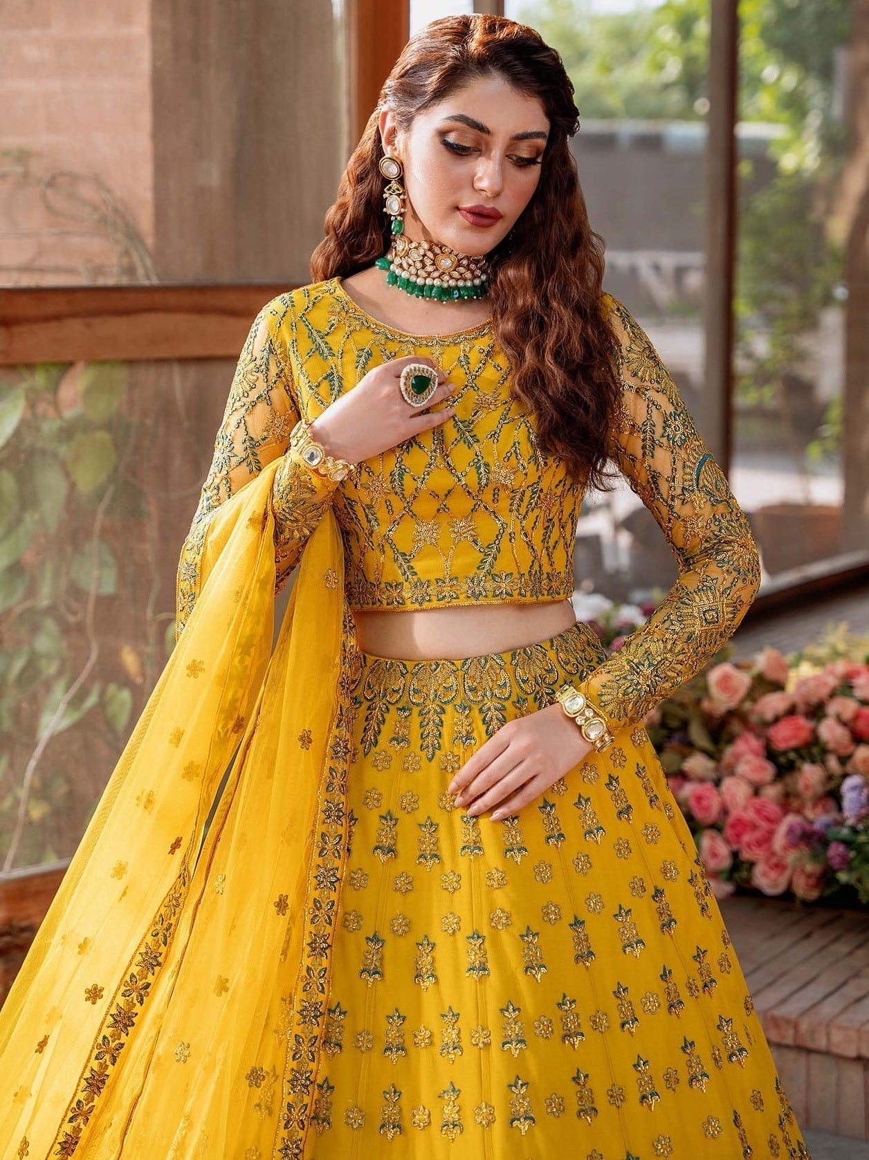 Akbar Aslam Mastani Embroidered Net 3Pc Suit - SHEHERNAZ