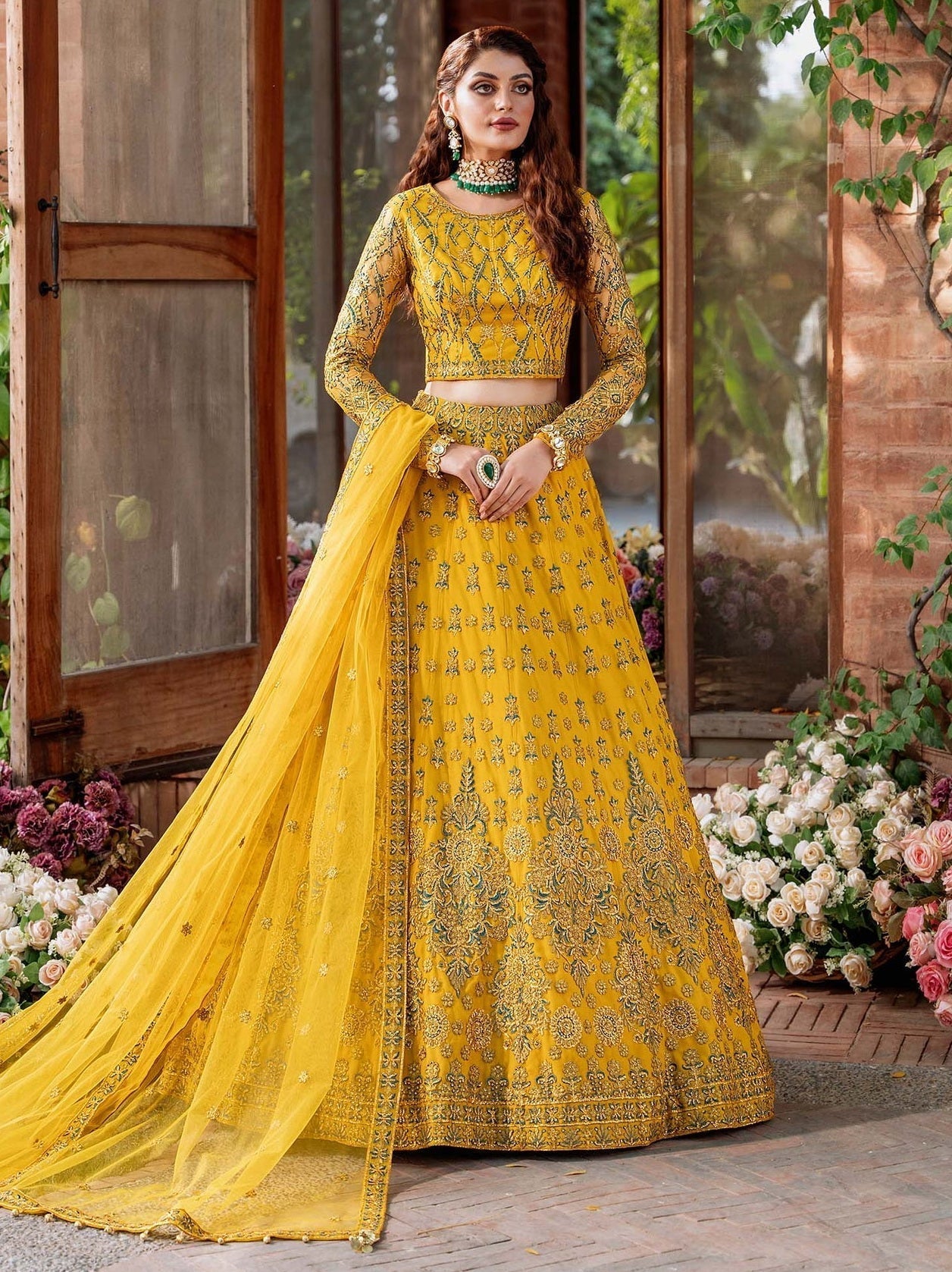 Akbar Aslam Mastani Embroidered Net 3Pc Suit - SHEHERNAZ