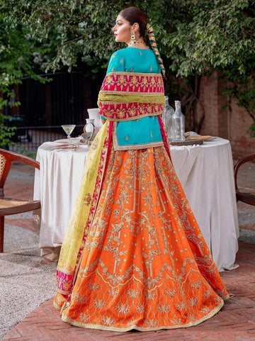 Akbar Aslam Mastani Embroidered Raw Silk 3Pc Suit - MAAHRU - Rang-e-Khaas