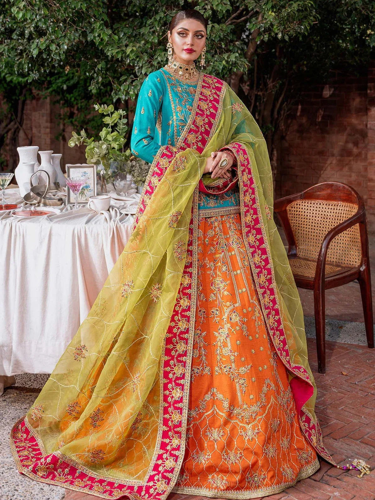 Akbar Aslam Mastani Embroidered Raw Silk 3Pc Suit - MAAHRU - Rang-e-Khaas