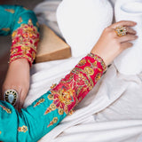 Akbar Aslam Mastani Embroidered Raw Silk 3Pc Suit - MAAHRU