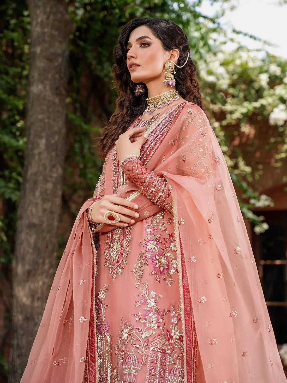 Akbar Aslam Mastani Embroidered Organza 3Pc Suit - MEHRBANO - Rang-e-Khaas