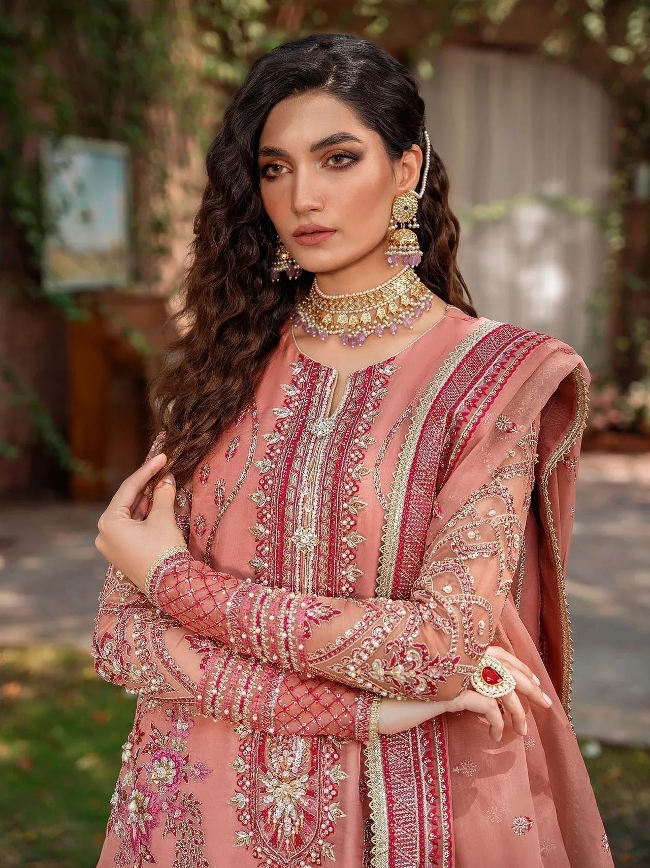 Akbar Aslam Mastani Embroidered Organza 3Pc Suit - MEHRBANO - Rang-e-Khaas