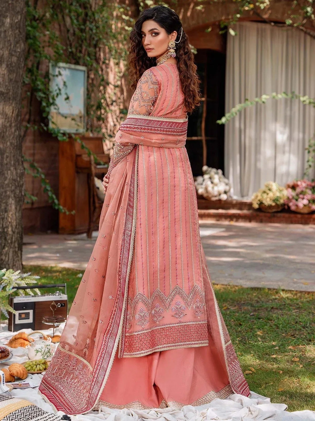 Akbar Aslam Mastani Embroidered Organza 3Pc Suit - MEHRBANO - Rang-e-Khaas