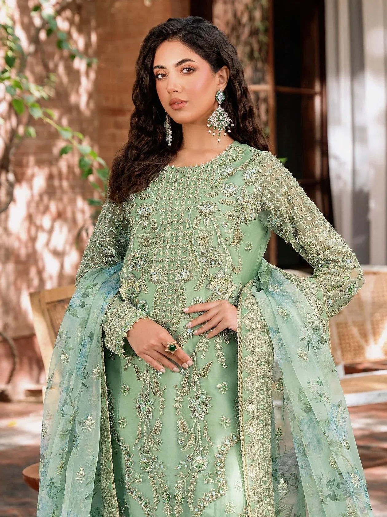 Akbar Aslam Mastani Embroidered Organza 3Pc Suit - RIWAYAT - Rang-e-Khaas