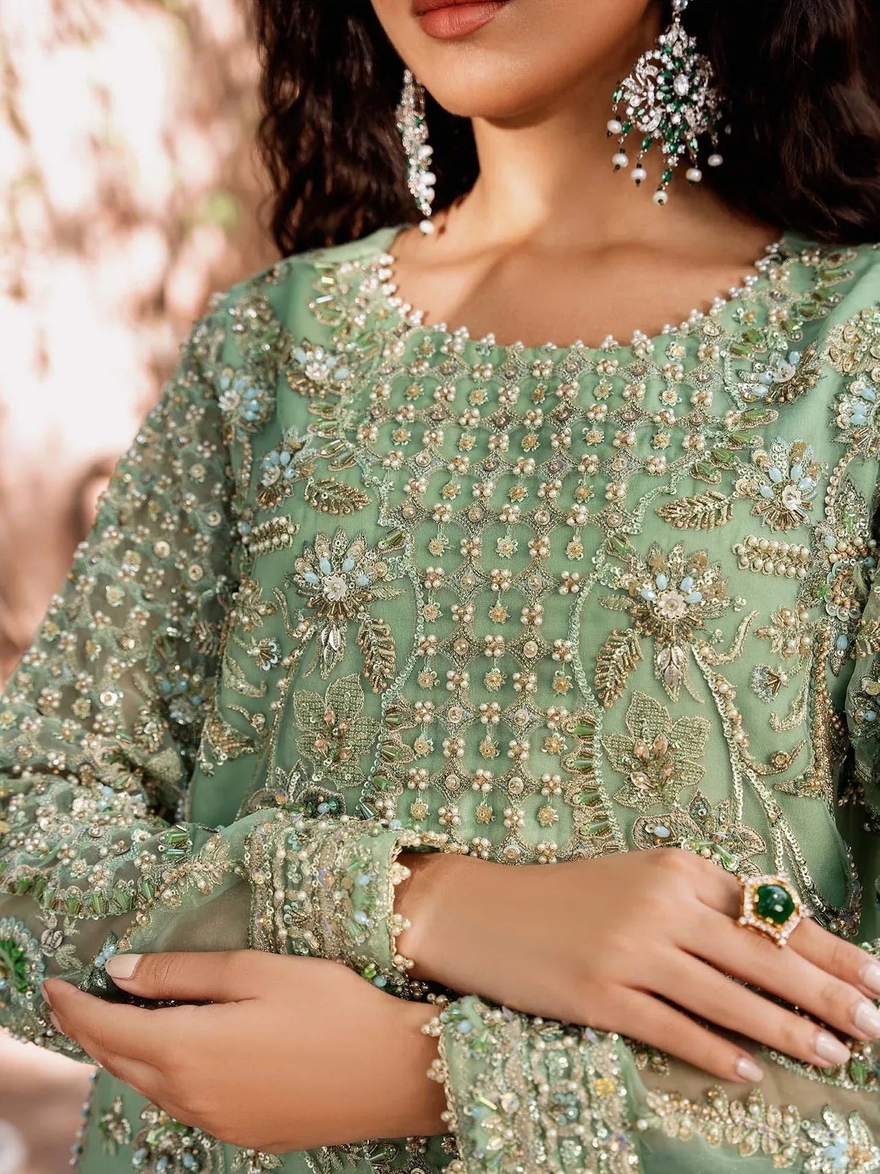 Akbar Aslam Mastani Embroidered Organza 3Pc Suit - RIWAYAT - Rang-e-Khaas