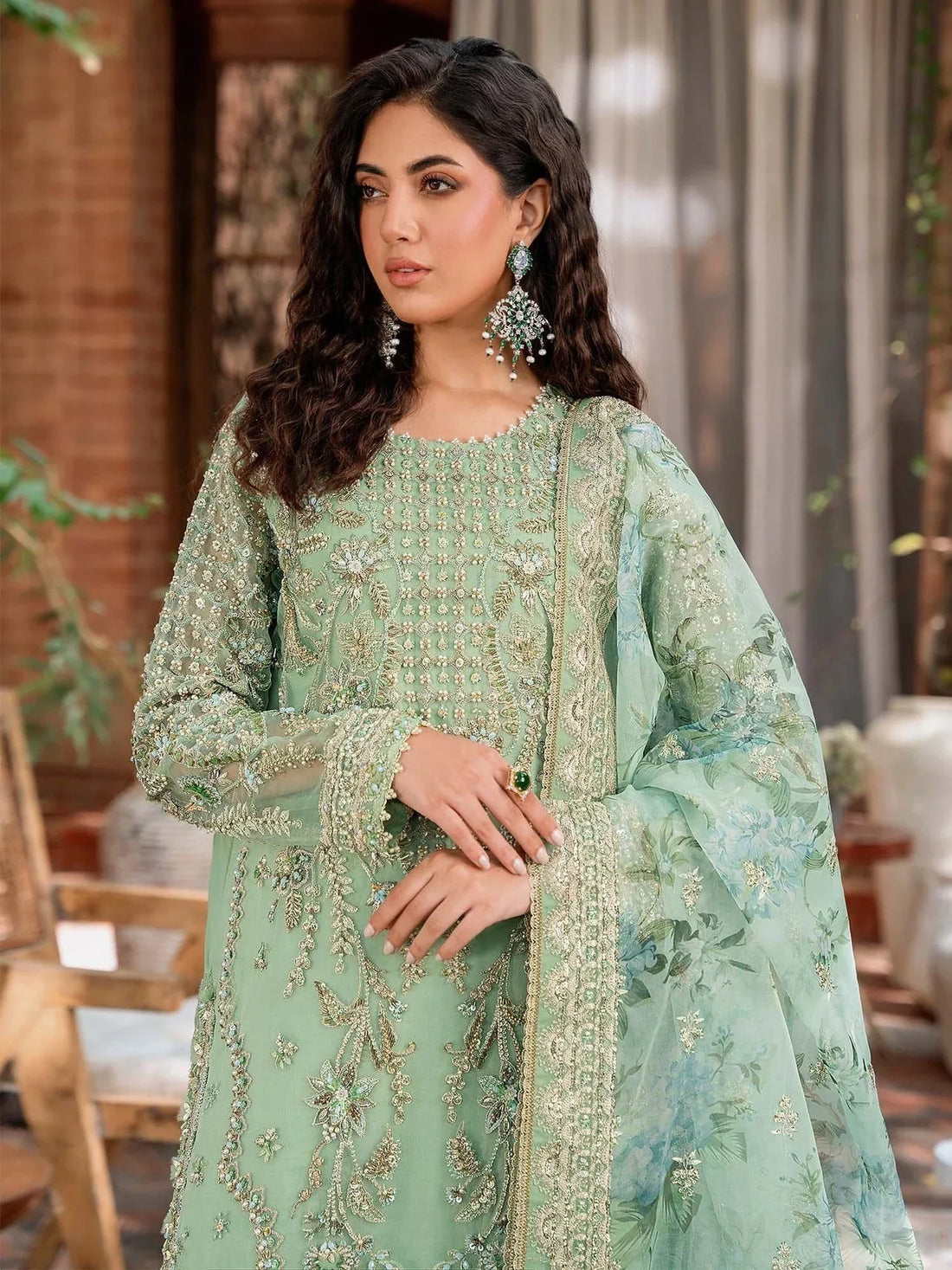 Akbar Aslam Mastani Embroidered Organza 3Pc Suit - RIWAYAT - Rang-e-Khaas