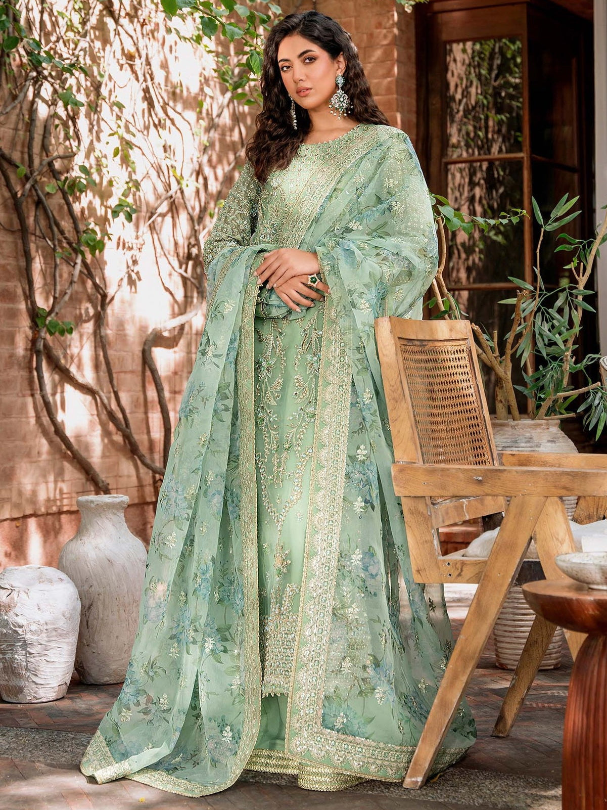 Akbar Aslam Mastani Embroidered Organza 3Pc Suit - RIWAYAT
