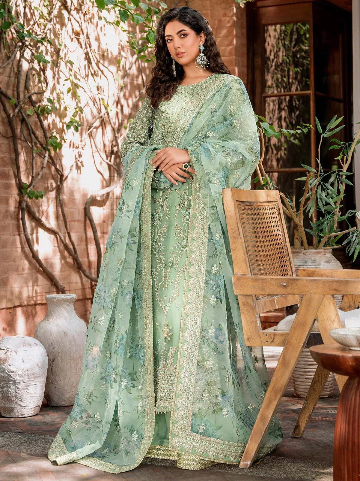 Akbar Aslam Mastani Embroidered Organza 3Pc Suit - RIWAYAT - Rang-e-Khaas